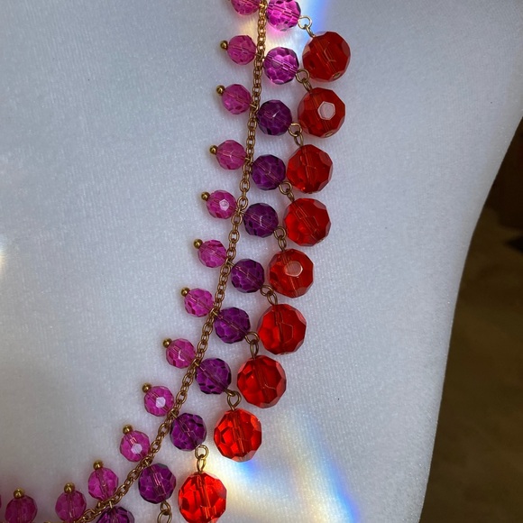 NIB Kate Spade Necklace With Gold Hardware & 3 Rows Of Red, Purple & Pink Beads. - Picture 6 of 10